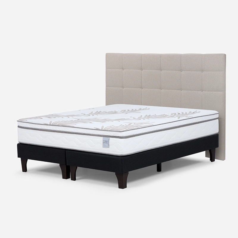 CAMA EUROPEA ROSEN NEO PLUS KING 180X200 CM + RESPALDO ISSEY BEIGE - 3