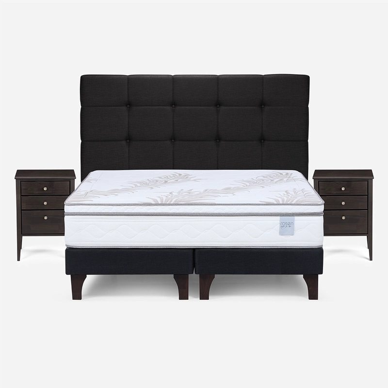 CAMA EUROPEA ROSEN NEO PLUS 2 PLAZAS + MUEBLES ISSEY GRAFITO - 1