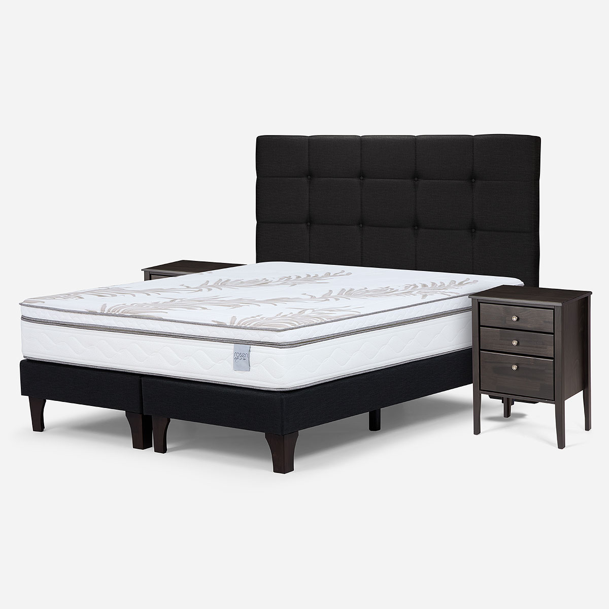 CAMA EUROPEA ROSEN NEO PLUS 2 PLAZAS + MUEBLES ISSEY GRAFITO - 2