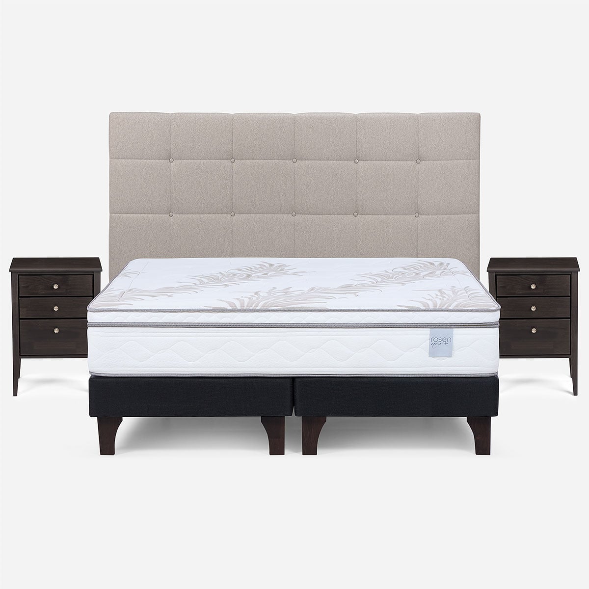 CAMA EUROPEA ROSEN NEO PLUS KING + MUEBLES ISSEY BEIGE - 1