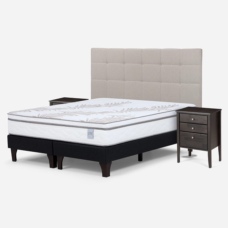 CAMA EUROPEA ROSEN NEO PLUS KING + MUEBLES ISSEY BEIGE - 2