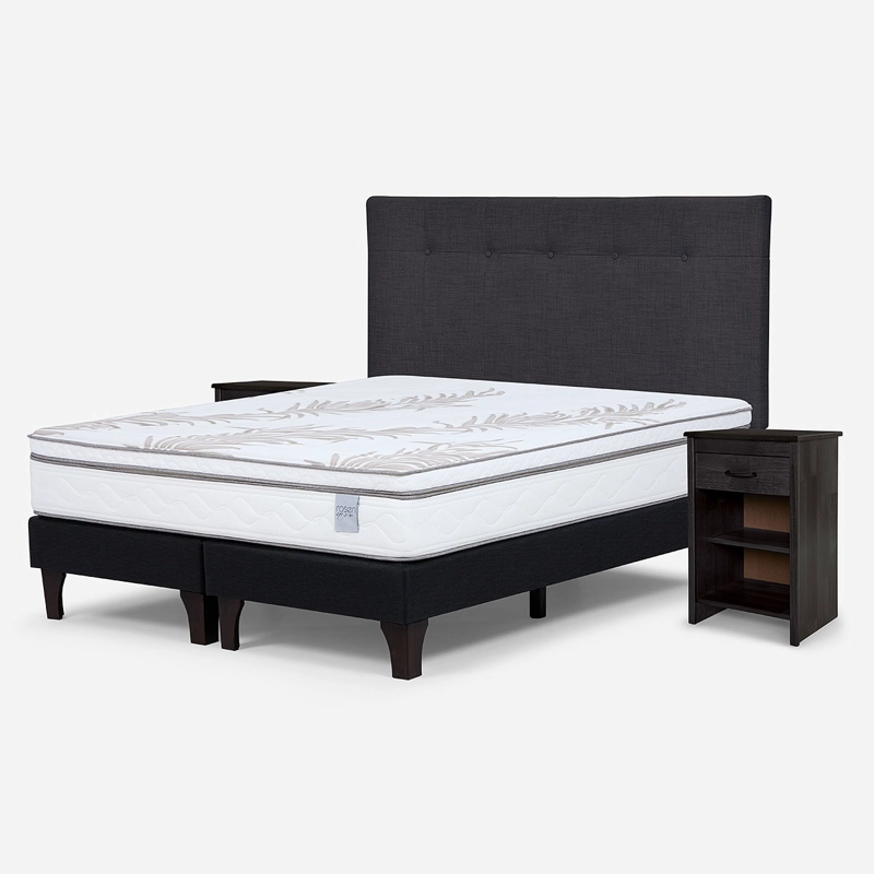CAMA EUROPEA ROSEN NEO PLUS KING+RESPALDO N BENNET GRAFITO+VELADOR - 2