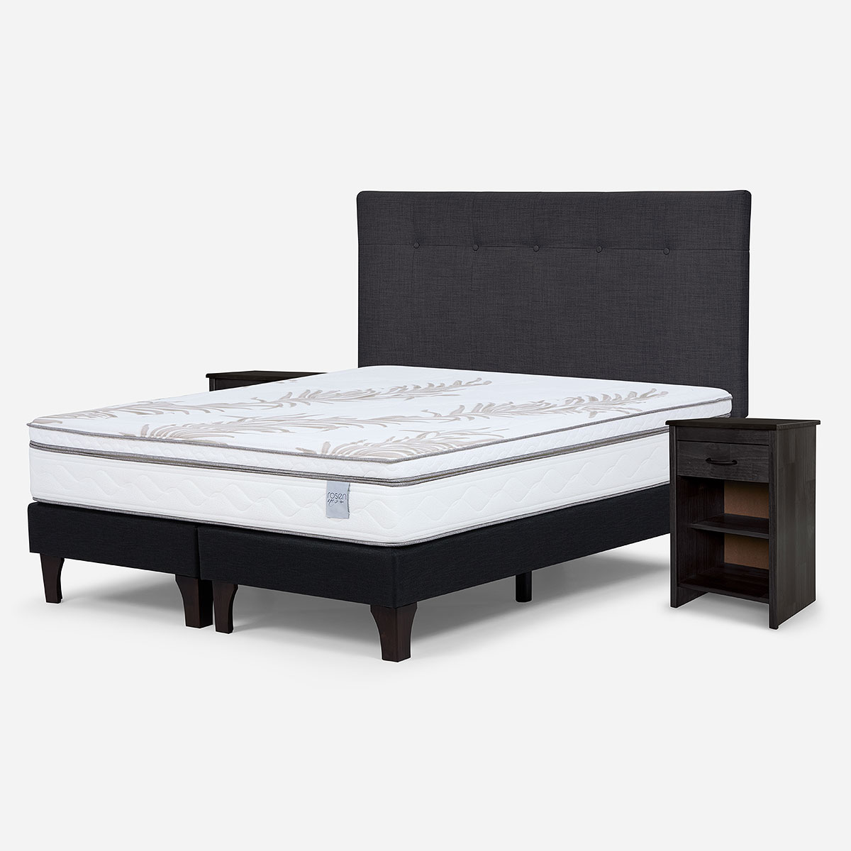 CAMA EUROPEA ROSEN NEO PLUS KING+RESPALDO N BENNET GRAFITO+VELADOR - 2