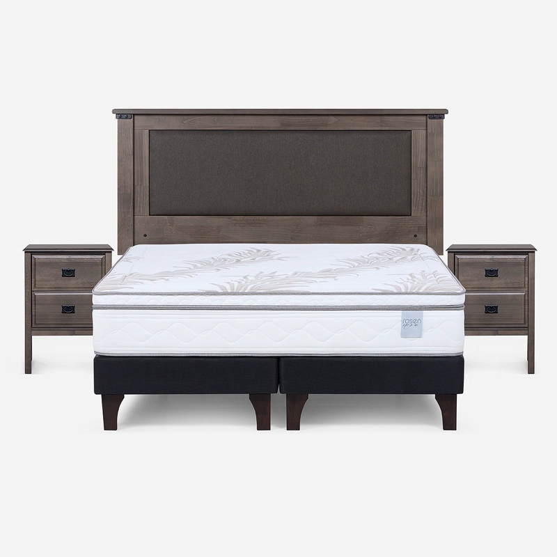 CAMA EUROPEA ROSEN NEO PLUS 2 PLAZAS + MUEBLES NEW RAY - 1