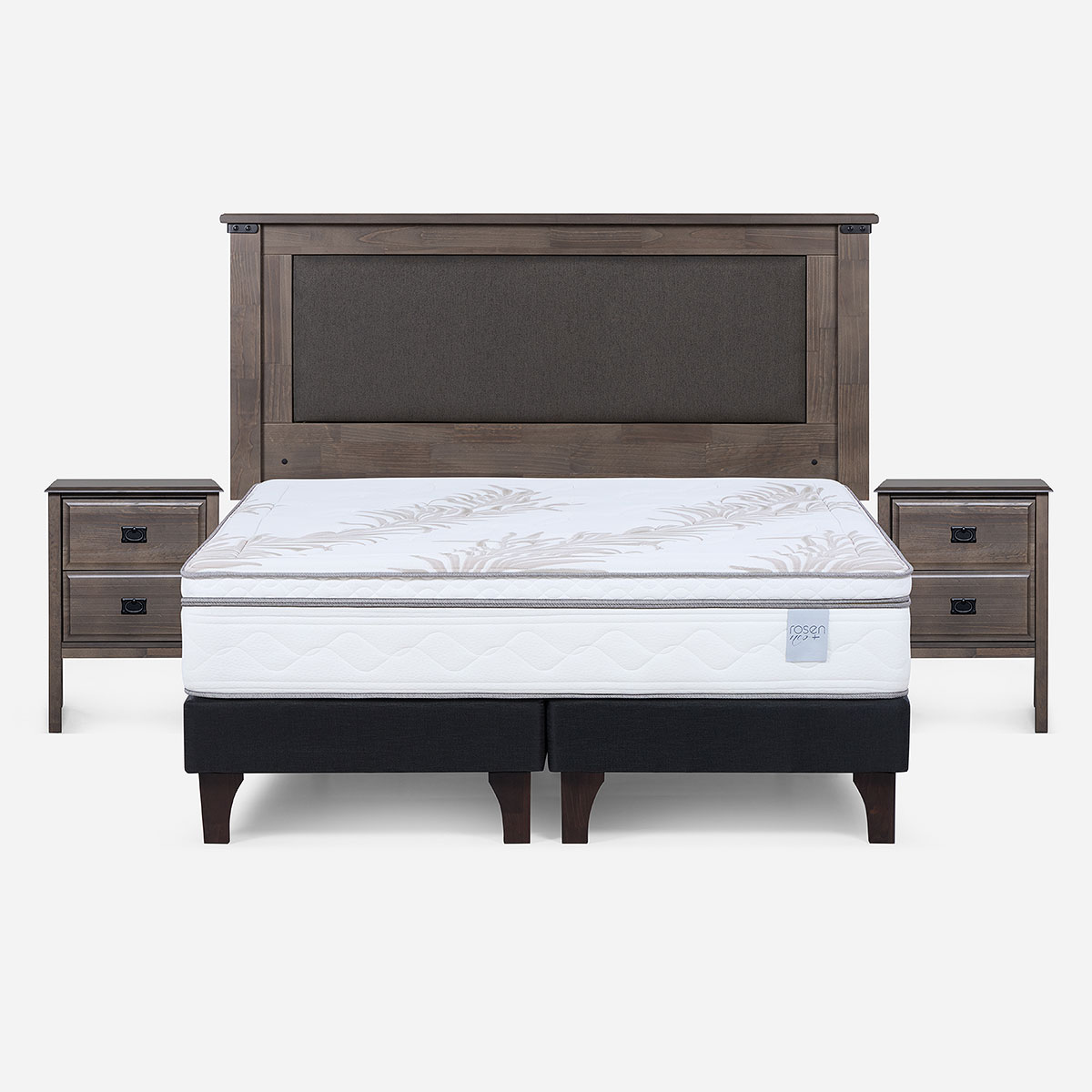 CAMA EUROPEA ROSEN NEO PLUS 2 PLAZAS + MUEBLES NEW RAY - 1