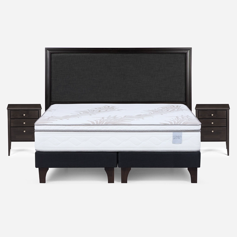 CAMA EUROPEA ROSEN NEO PLUS KING + RESPALDO+VELADORES ISSEY - 1