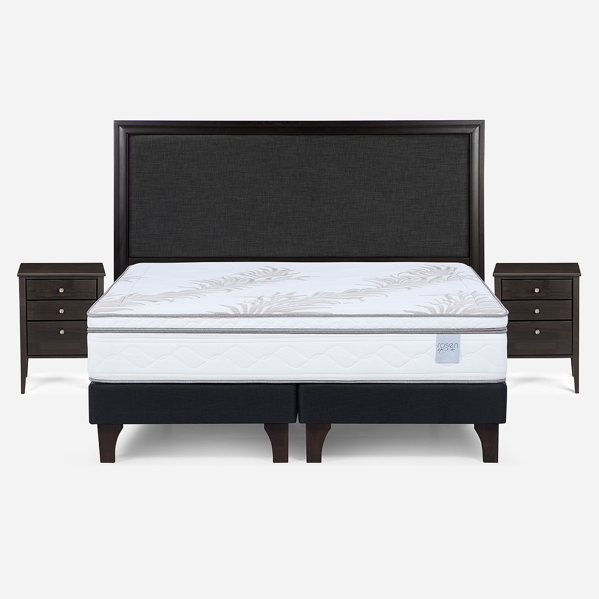 CAMA EUROPEA ROSEN NEO PLUS KING + RESPALDO+VELADORES ISSEY - 1