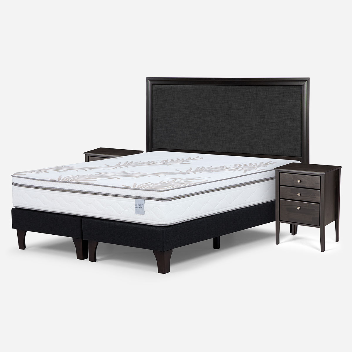 CAMA EUROPEA ROSEN NEO PLUS KING + RESPALDO+VELADORES ISSEY - 2