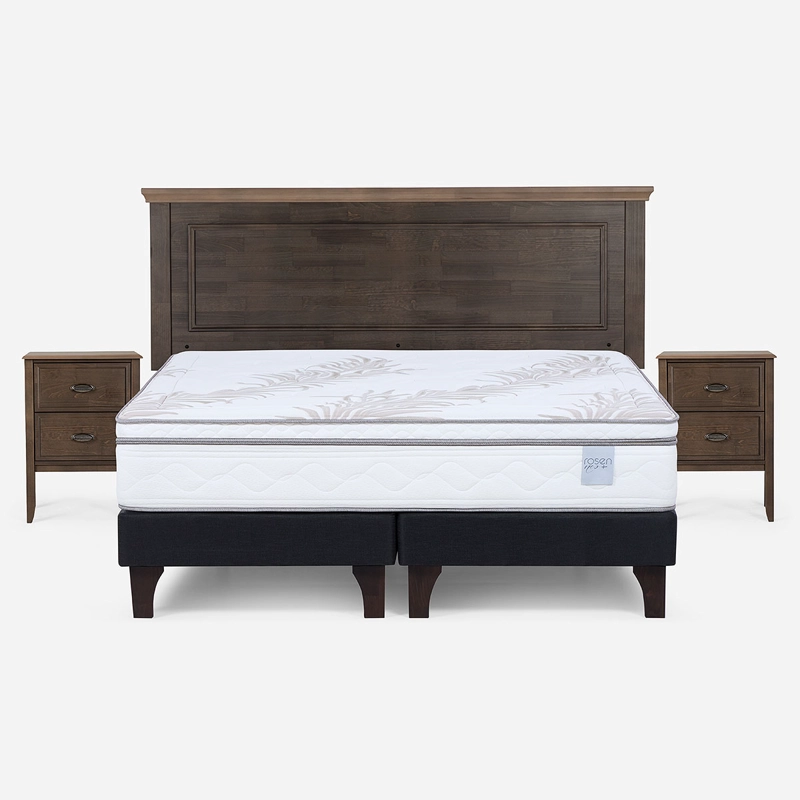 CAMA EUROPEA ROSEN NEO PLUS KING + RESPALDO + VELADORES ANNA - 1