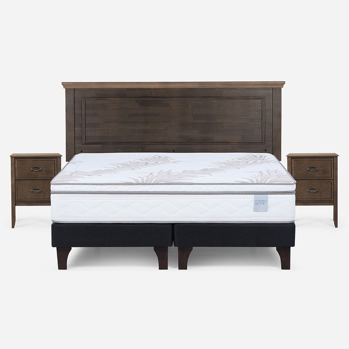 CAMA EUROPEA ROSEN NEO PLUS KING + RESPALDO + VELADORES ANNA - 1