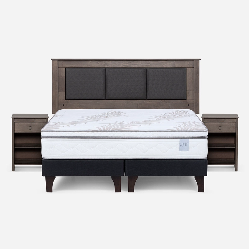 CAMA EUROPEA ROSEN NEO PLUS 2 PLAZAS + RESPALDO + VELADOR FERRARA - 1