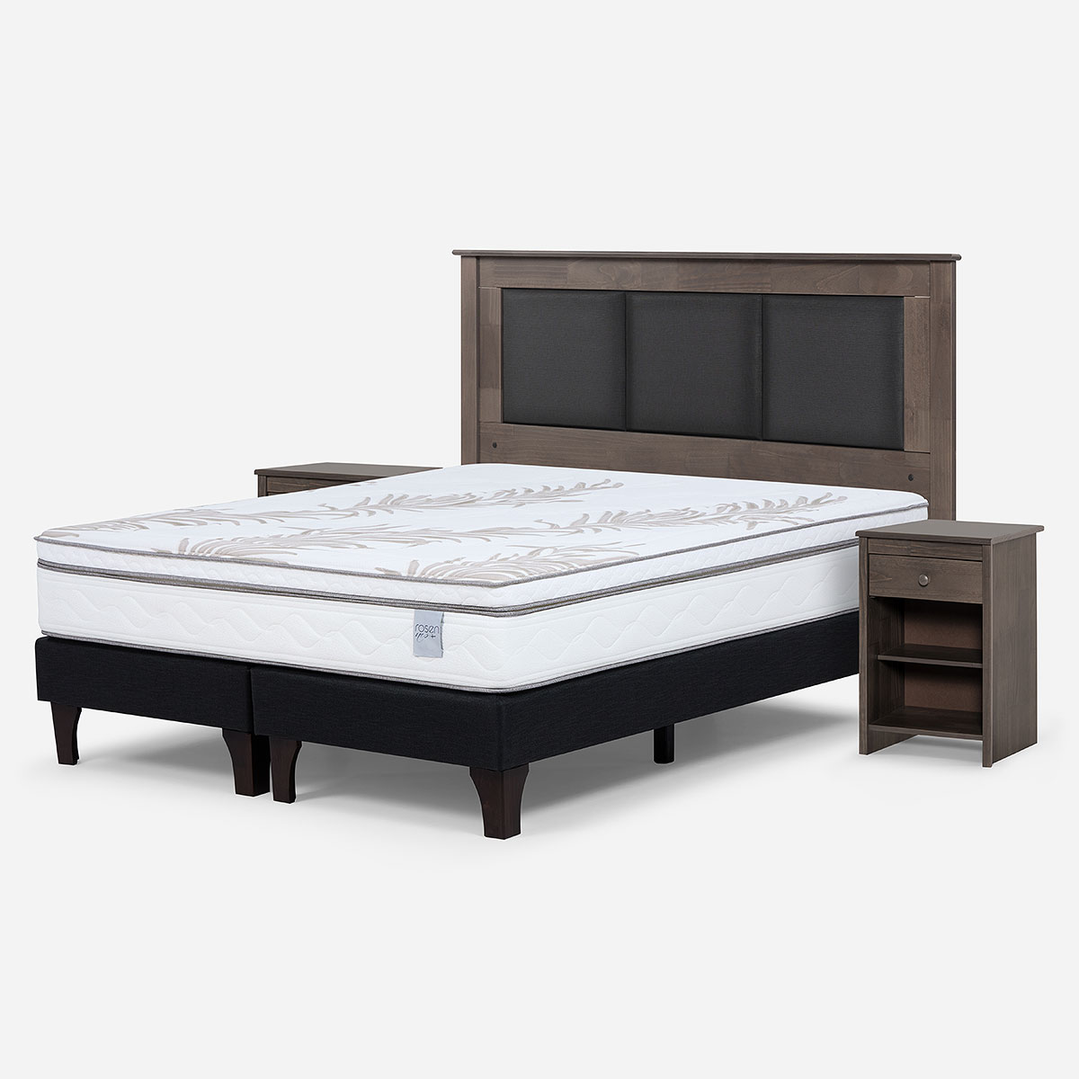 CAMA EUROPEA ROSEN NEO PLUS 2 PLAZAS + RESPALDO + VELADOR FERRARA - 2