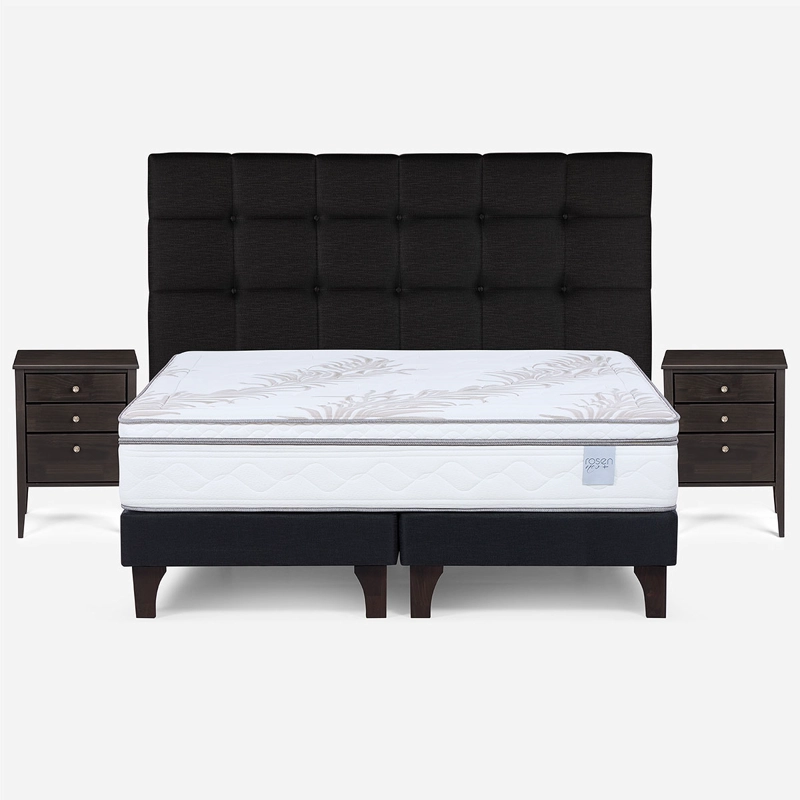 CAMA EUROPEA ROSEN NEO PLUS KING + MUEBLES ISSEY GRAFITO - 1
