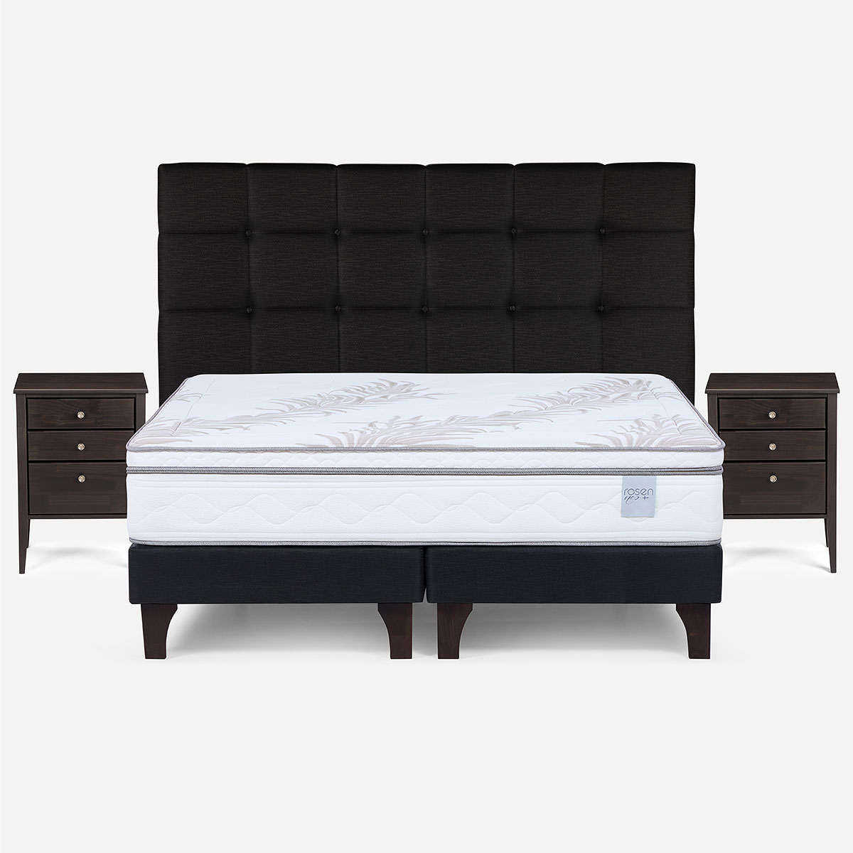 CAMA EUROPEA ROSEN NEO PLUS KING + MUEBLES ISSEY GRAFITO - 1