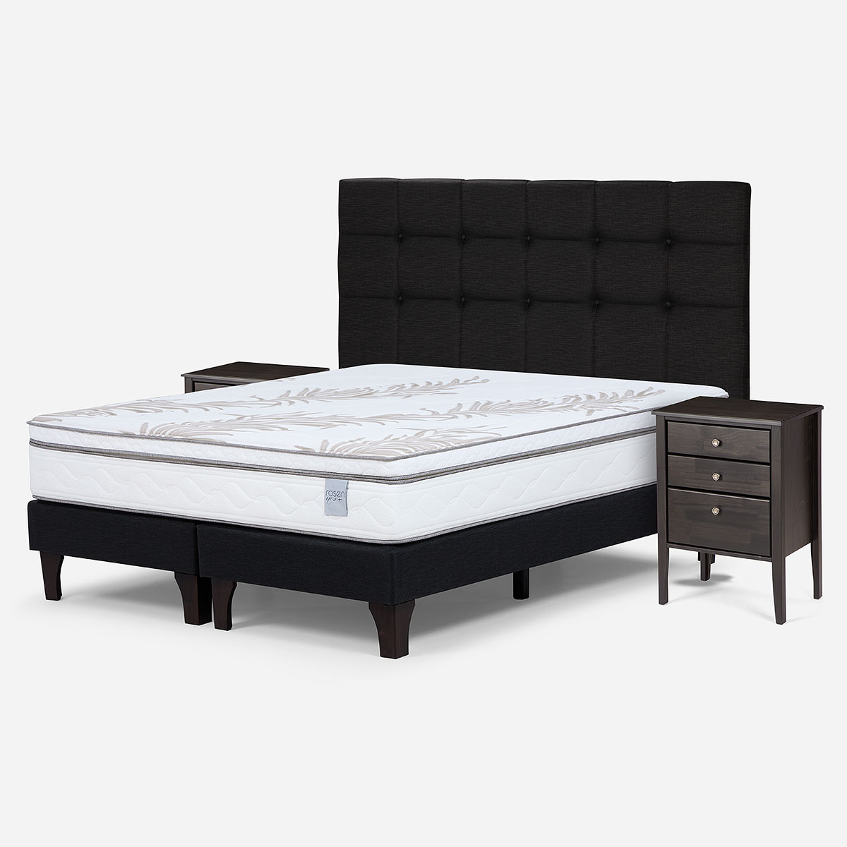 CAMA EUROPEA ROSEN NEO PLUS KING + MUEBLES ISSEY GRAFITO - 2