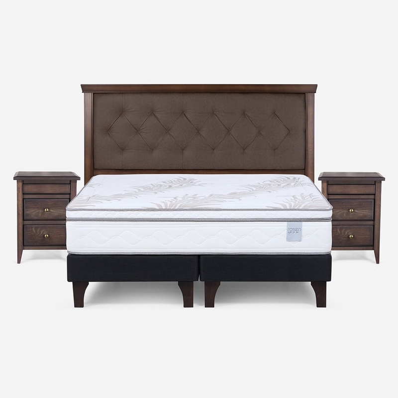 CAMA EUROPEA ROSEN NEO PLUS 2 PLAZAS + RESPALDO+VELADORES BRERA - 1