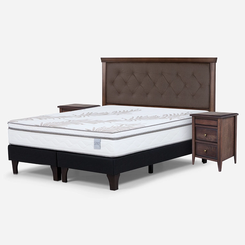 CAMA EUROPEA ROSEN NEO PLUS 2 PLAZAS + RESPALDO+VELADORES BRERA - 2