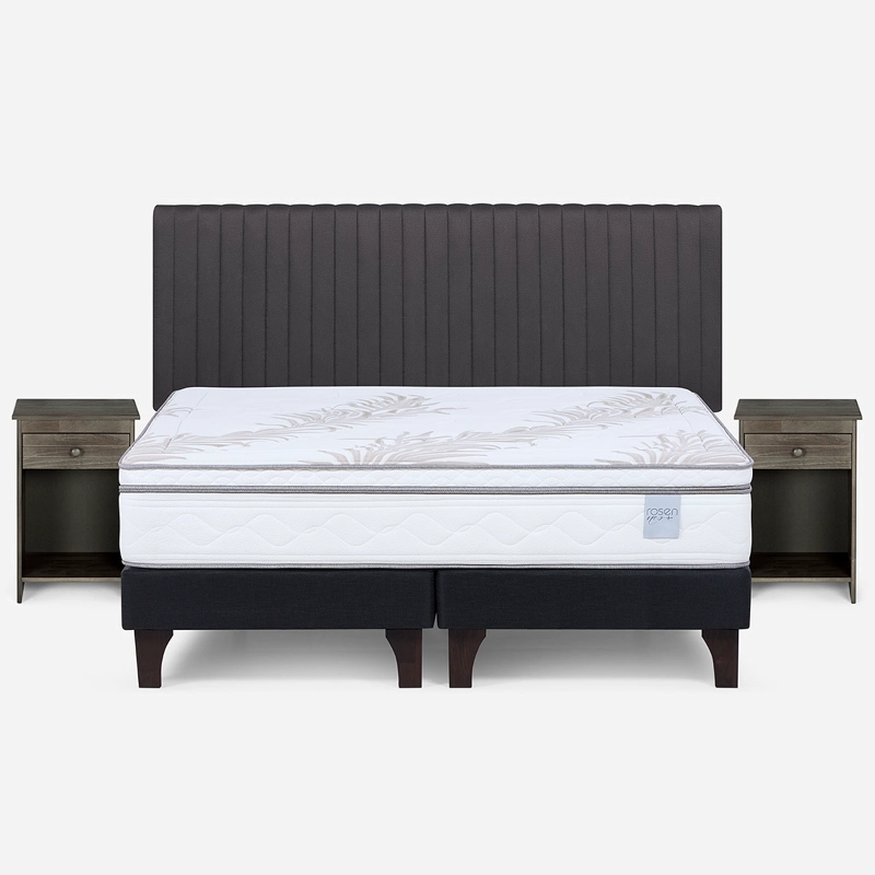CAMA EUROPEA NEO PLUS KING + RESPALDO + VELADOR GRAFITO - 1