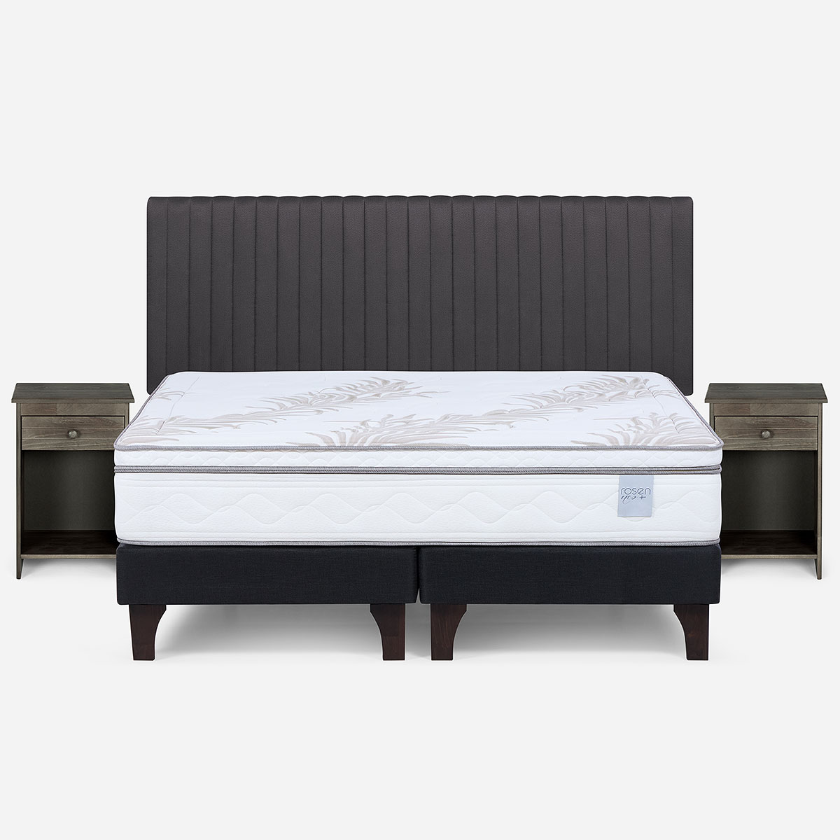 CAMA EUROPEA NEO PLUS KING + RESPALDO + VELADOR GRAFITO - 1