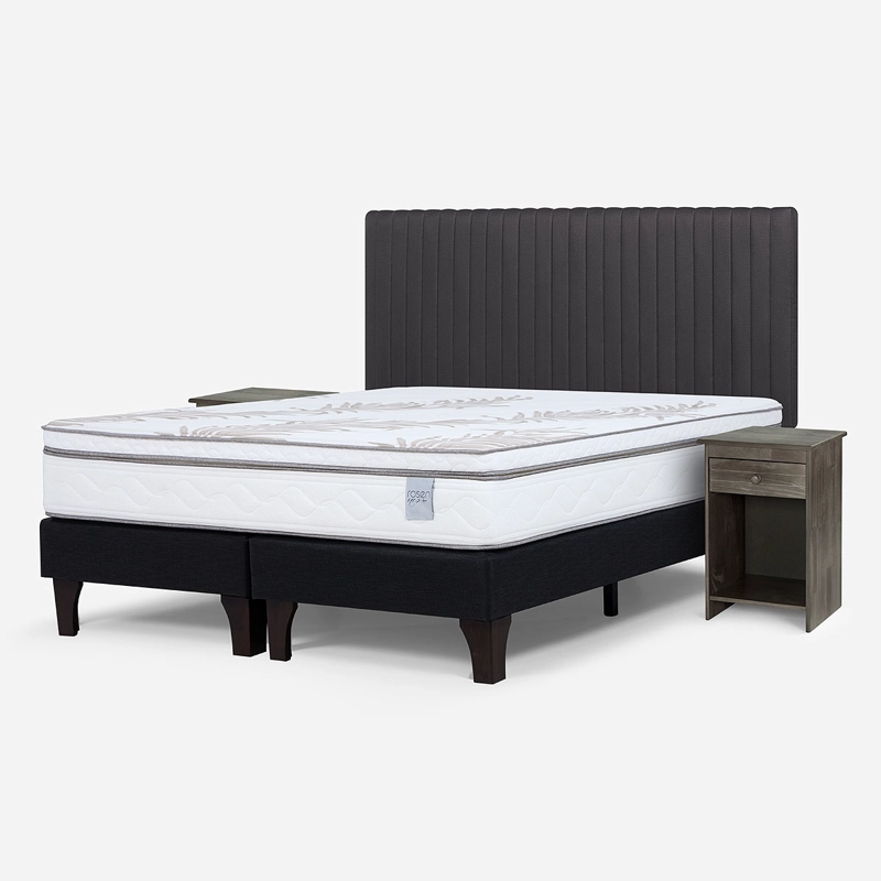 CAMA EUROPEA NEO PLUS KING + RESPALDO + VELADOR GRAFITO - 2