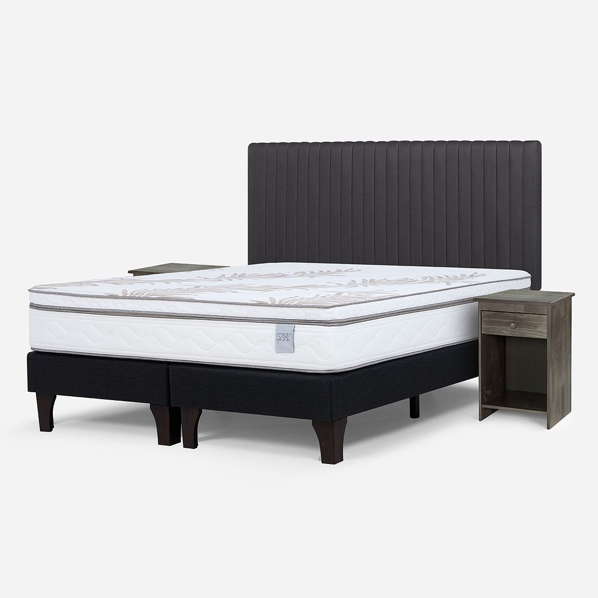 CAMA EUROPEA NEO PLUS KING + RESPALDO + VELADOR GRAFITO - 2