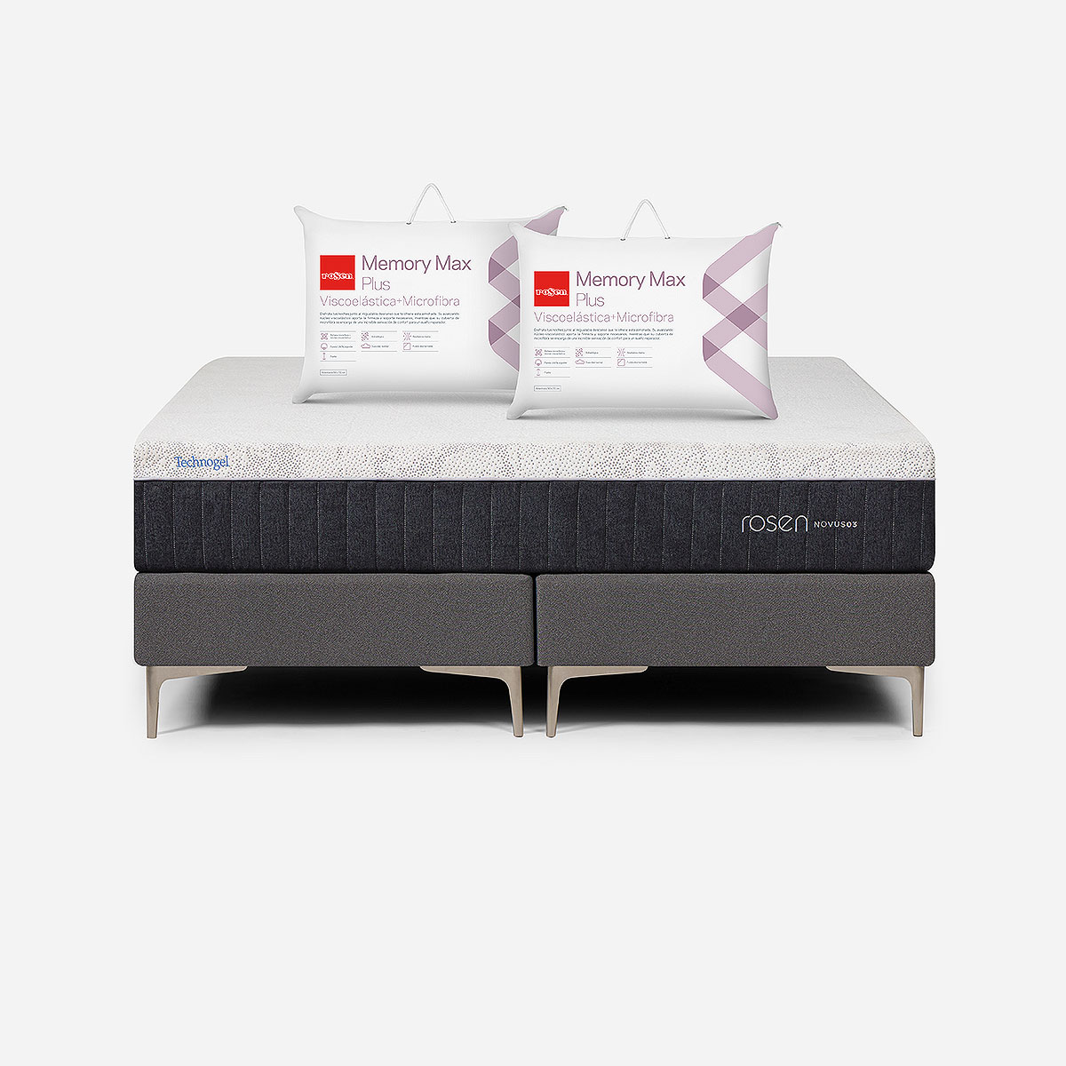 CAMA EUROPEA NOVUS 2 PLAZAS + ALMOHADA MEMORY MAX PLUS - 1
