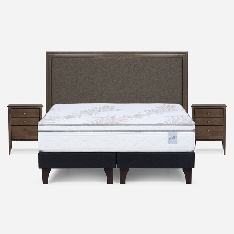 CAMA EUROPEA NEO PLUS 2 PL BD +RESPALDO NOLITA CAFE +VELADOR - 1