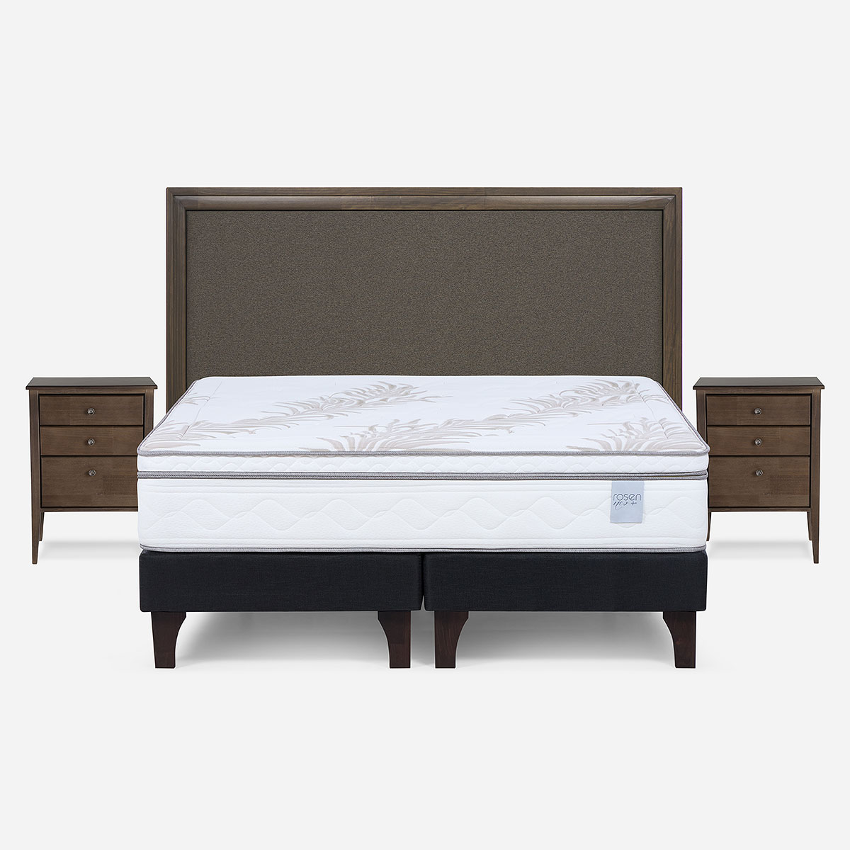 CAMA EUROPEA NEO PLUS 2 PL BD +RESPALDO NOLITA CAFE +VELADOR - 1