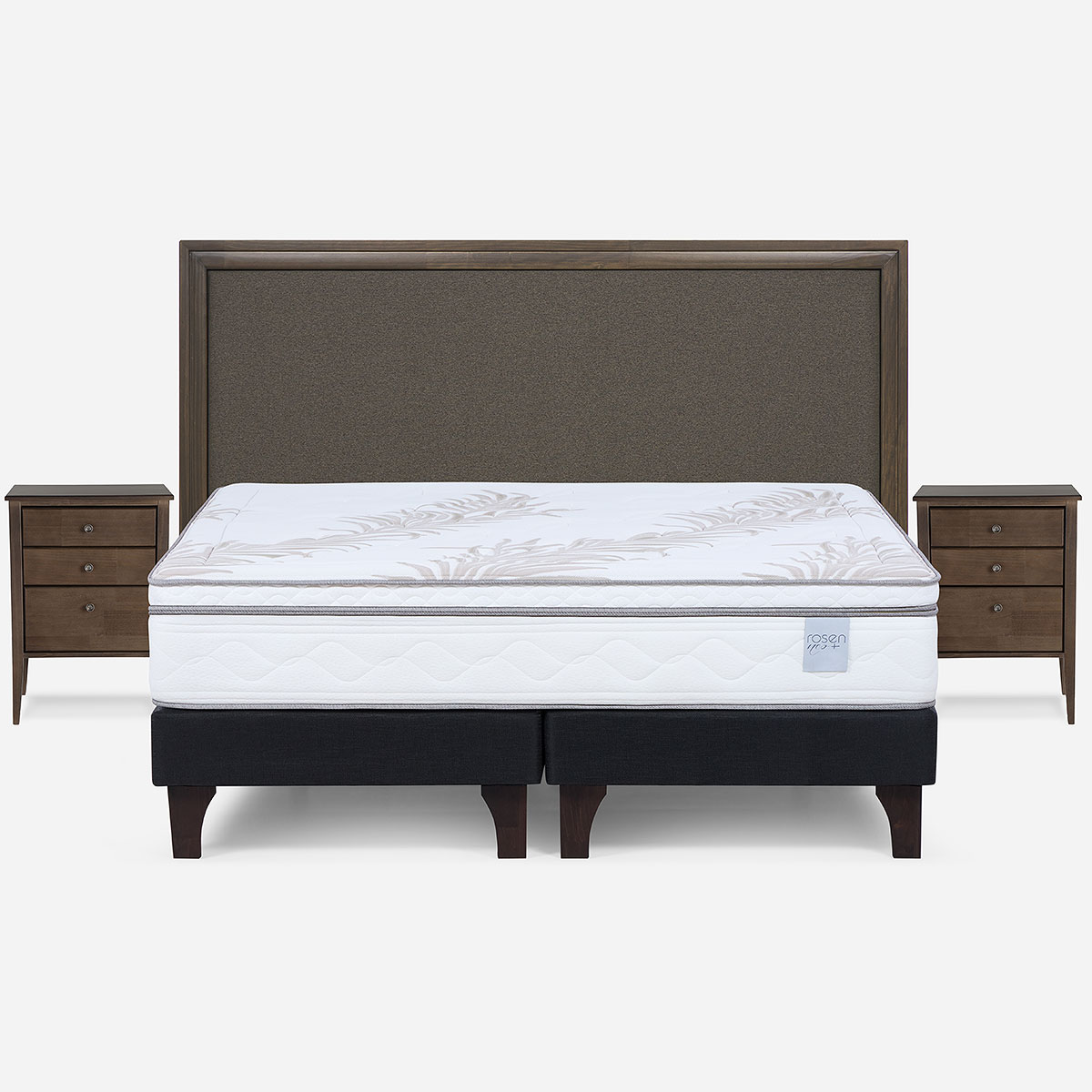 CAMA EUROPEA NEO PLUS KING BD + RESPALDO NOLITA CAFE +VELADOR - 1