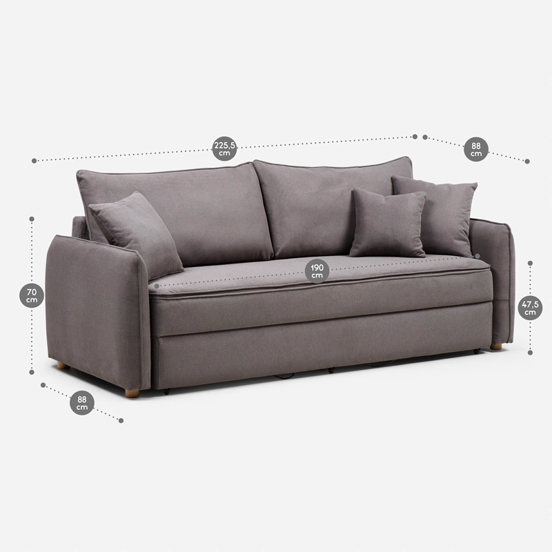 FUTON BRON 3 CUERPOS TELA TAUPE - 3