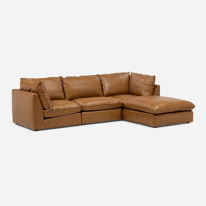 SOFA MODULAR SEATTLE 4 PIEZAS CUERO CAMEL - 1
