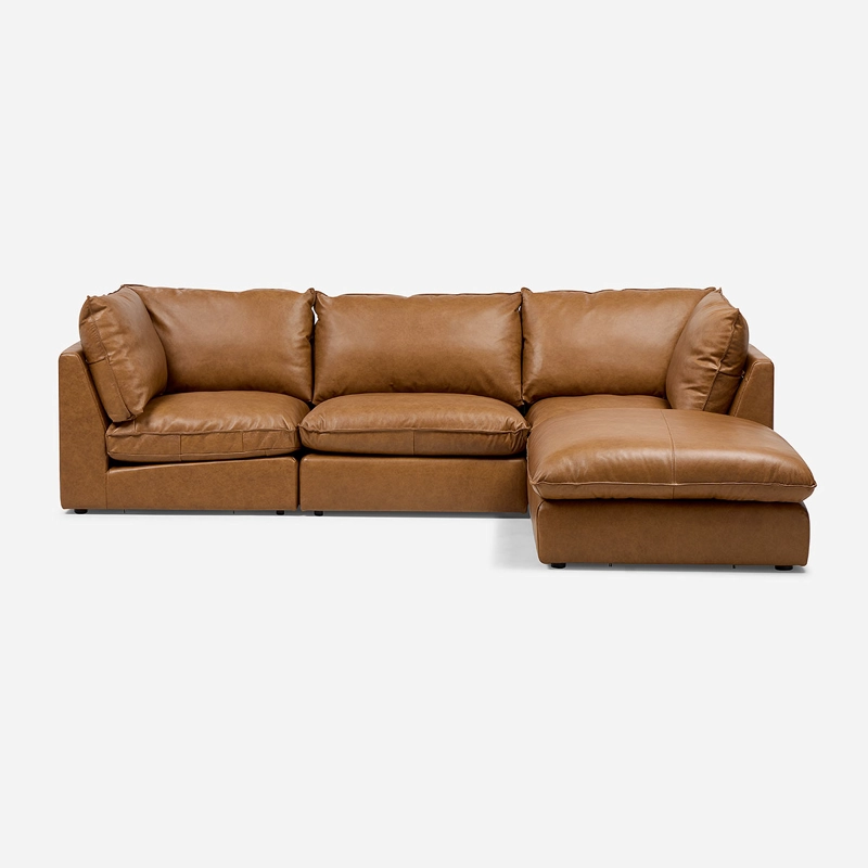 SOFA MODULAR SEATTLE 4 PIEZAS CUERO CAMEL - 3