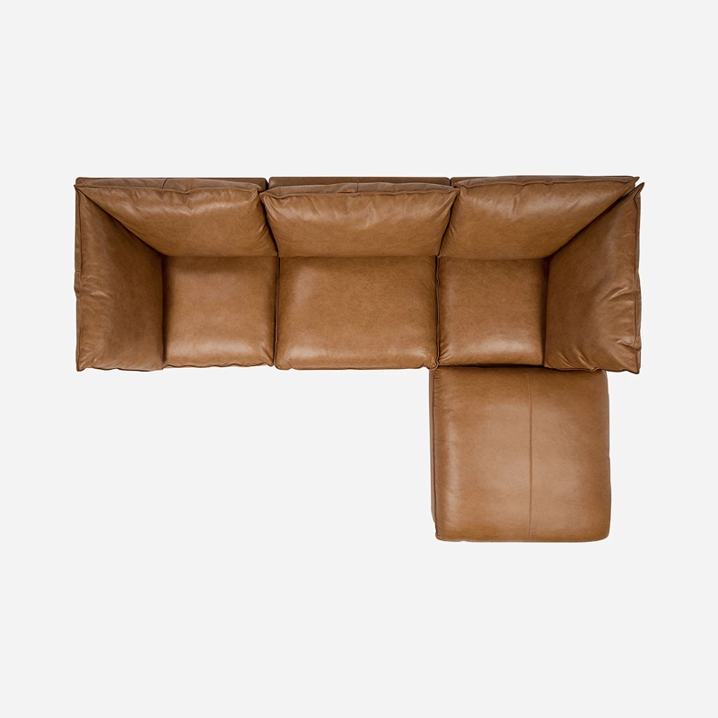 SOFA MODULAR SEATTLE 4 PIEZAS CUERO CAMEL - 4