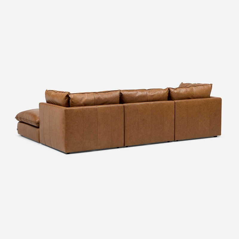 SOFA MODULAR SEATTLE 4 PIEZAS CUERO CAMEL - 5