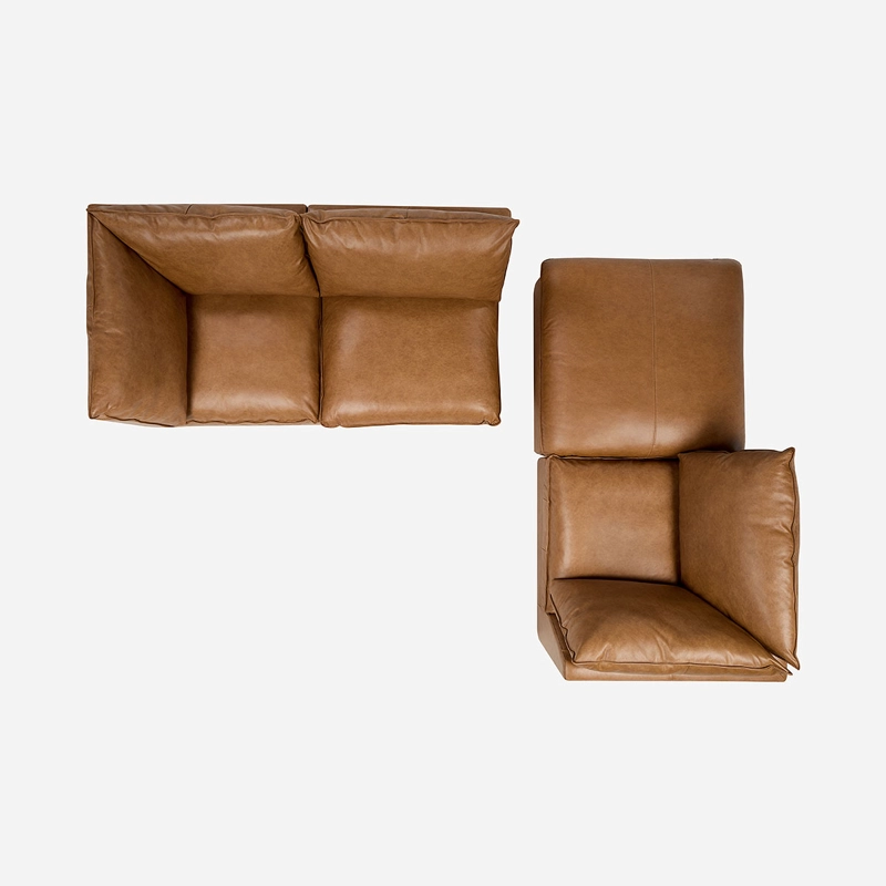 SOFA MODULAR SEATTLE 4 PIEZAS CUERO CAMEL - 7