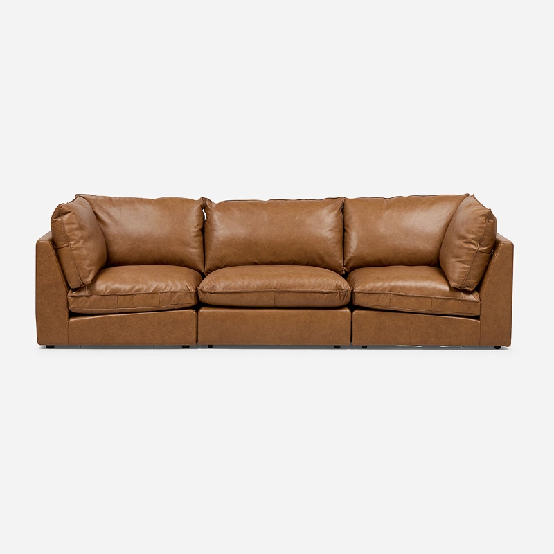 SOFA MODULAR SEATTLE 3 PIEZAS CUERO CAMEL - 3
