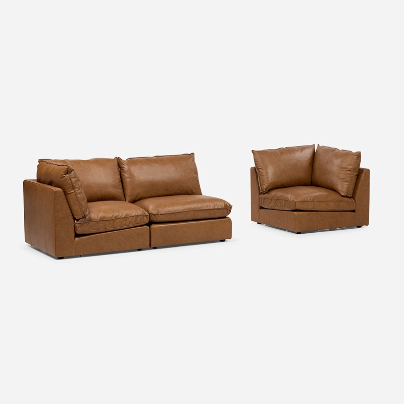 SOFA MODULAR SEATTLE 3 PIEZAS CUERO CAMEL - 4