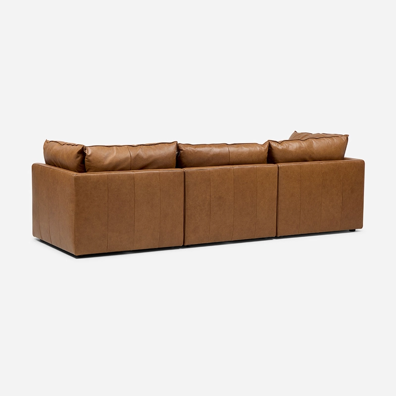 SOFA MODULAR SEATTLE 3 PIEZAS CUERO CAMEL - 6