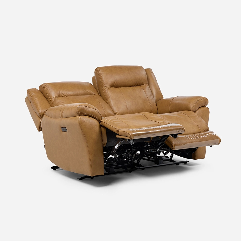 SOFA RECLINABLE RIMINI 2 CUERPOS ELE CTRICO CUERO WHISKEY - 1