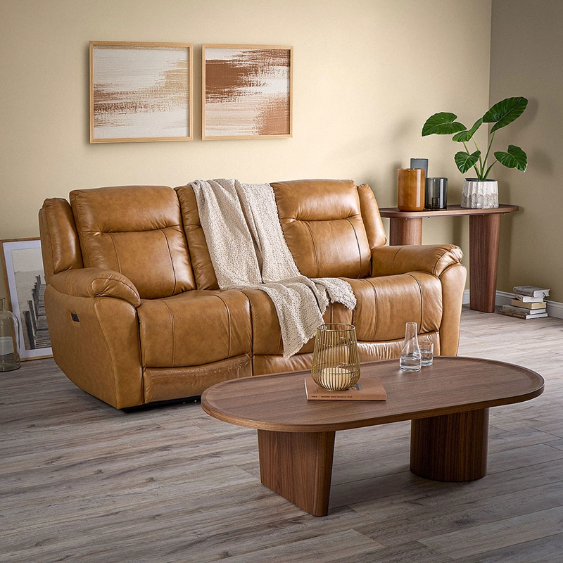 SOFA RECLINABLE RIMINI 2 CUERPOS ELE CTRICO CUERO WHISKEY - 4