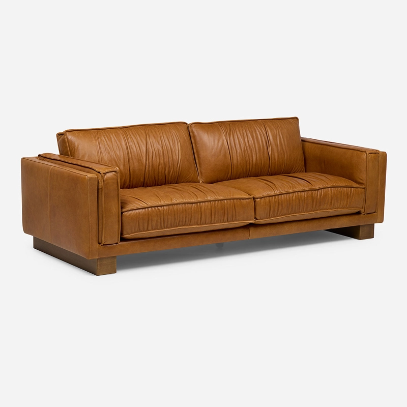 SOFA TURIN 3,5 CUERPOS CUERO CARAMELO - 1