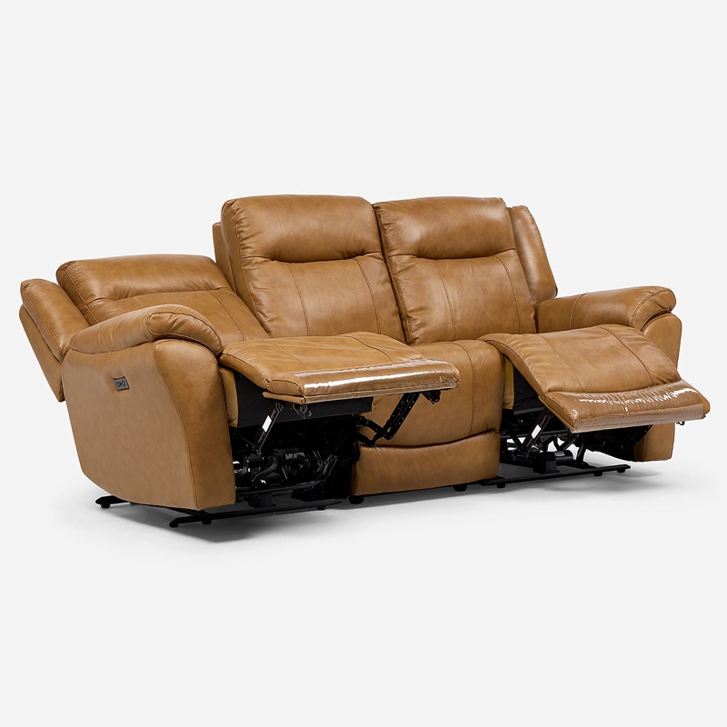 SOFA RECLINABLE RIMINI 3 CUERPOS ELE CTRICO CUERO WHISKEY - 1