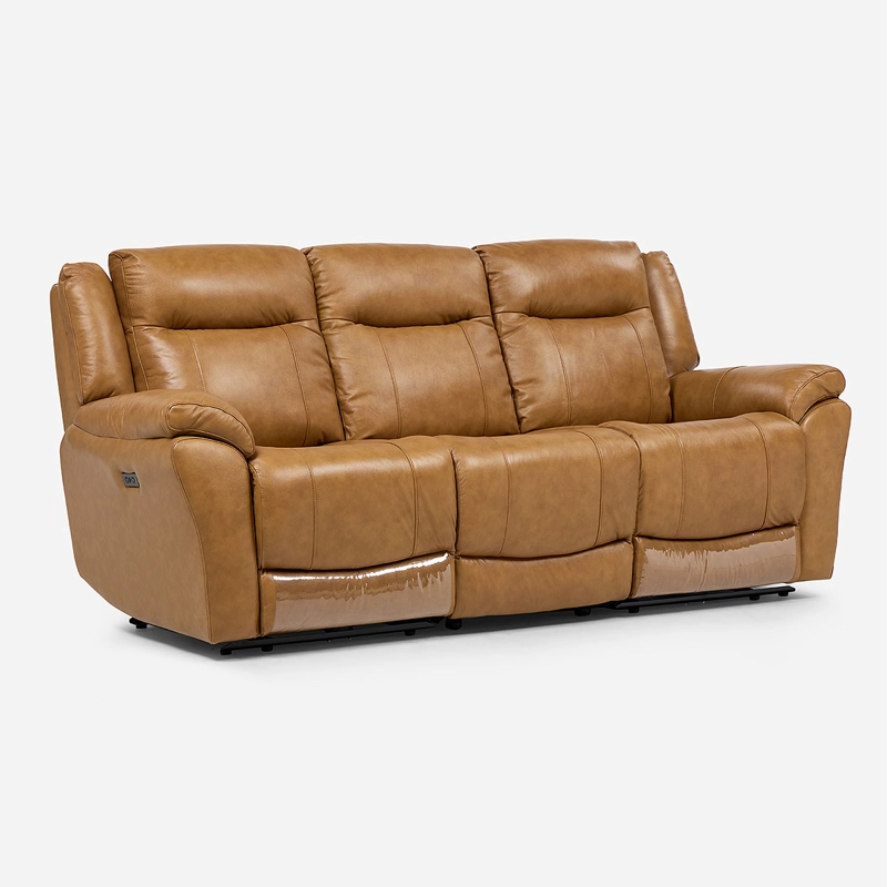 SOFA RECLINABLE RIMINI 3 CUERPOS ELE CTRICO CUERO WHISKEY - 5