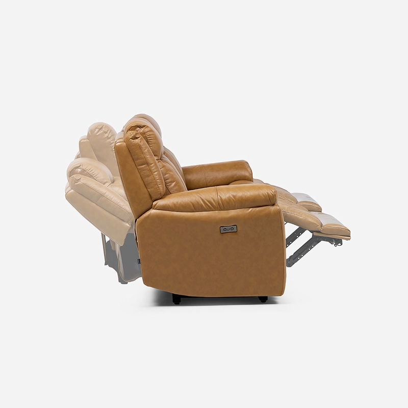 SOFA RECLINABLE RIMINI 3 CUERPOS ELE CTRICO CUERO WHISKEY - 7