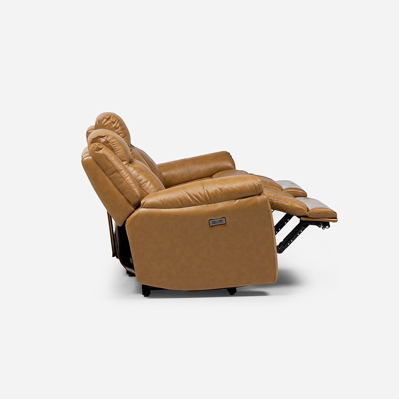 SOFA RECLINABLE RIMINI 3 CUERPOS ELE CTRICO CUERO WHISKEY - 8