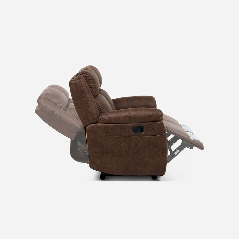 SOFA RECLINABLE ASCOTT 2 CUERPOS MANUAL CUERO PU CHOCOLATE - 4