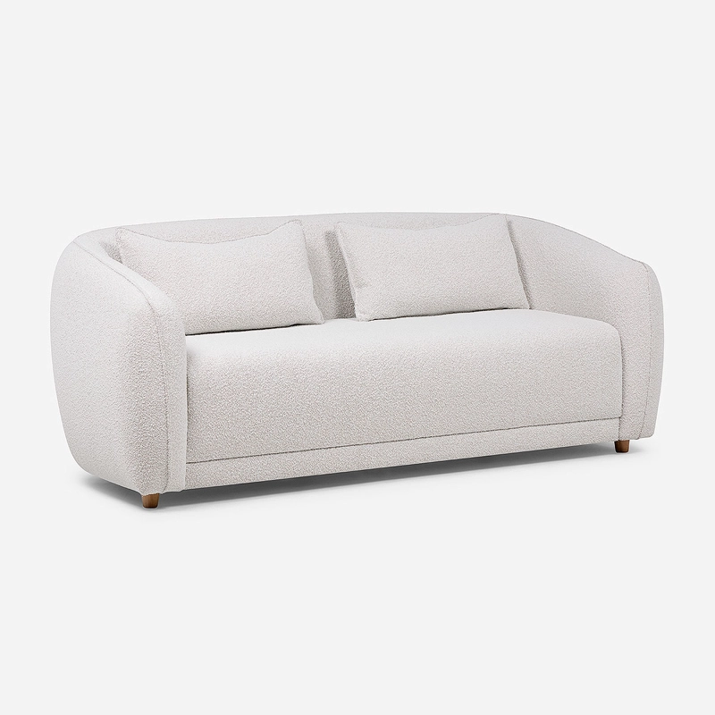 SOFA BRUSEL CURVO 3 CUERPOS TELA BLANCO - 1