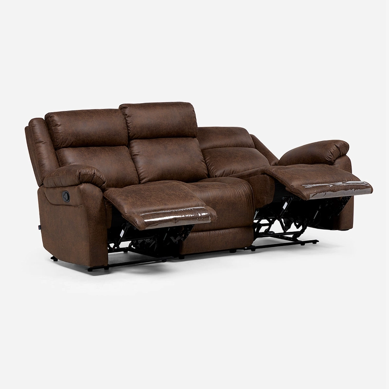 SOFA RECLINABLE ASCOTT 3 CUERPOS MANUAL CUERO PU CHOCOLATE - 4