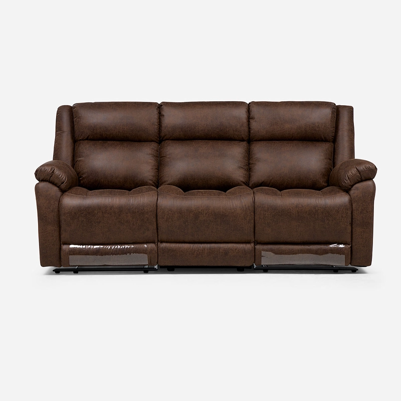 SOFA RECLINABLE ASCOTT 3 CUERPOS MANUAL CUERO PU CHOCOLATE - 5