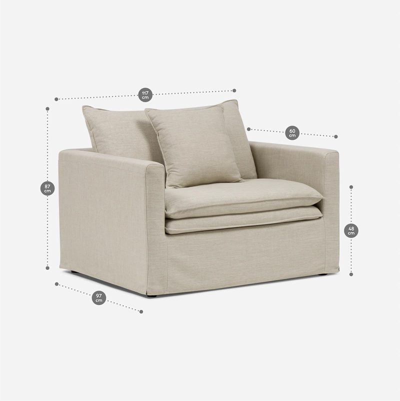 SILLON GABON 1 CUERPO TELA BEIGE - 2